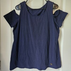 Michael Kors Navy Cold Shoulder Top